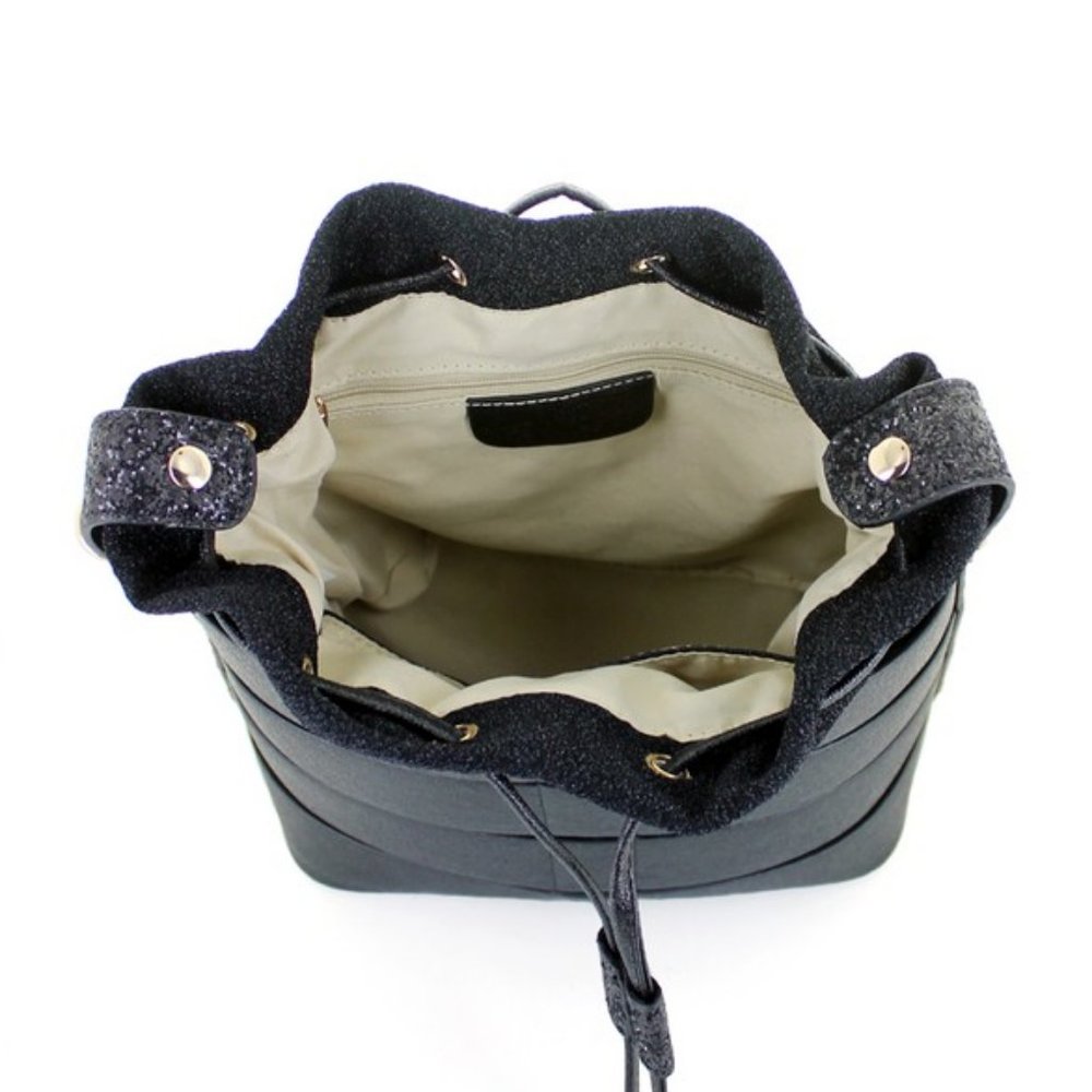 Caged Crossbody Bucket Bag | Black - Picture 3 of 5
